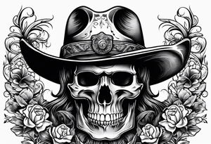 skeleton cowboy hat tattoo idea
