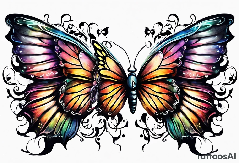 Angel wings and butterfly with your wings were ready but my heart was not tattoo idea