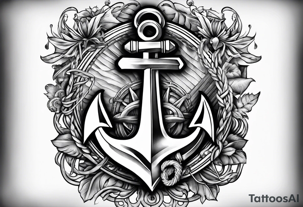 Nurse caduceus and Coast Guard anchor blended tattoo idea