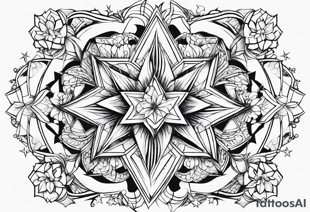 cute star fineline tattoo sketch for girls tattoo idea