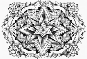 cute star fineline tattoo sketch for girls tattoo idea