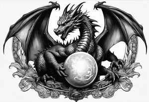 dragon of tyr holding orb tattoo idea