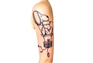 Peanuts snoopy sleeping on hot air balloon tattoo idea
