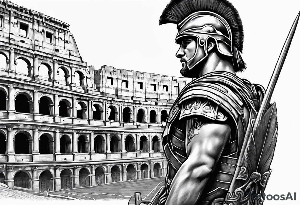 Roman soldier coliseum in background tattoo idea