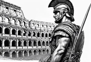 Roman soldier coliseum in background tattoo idea