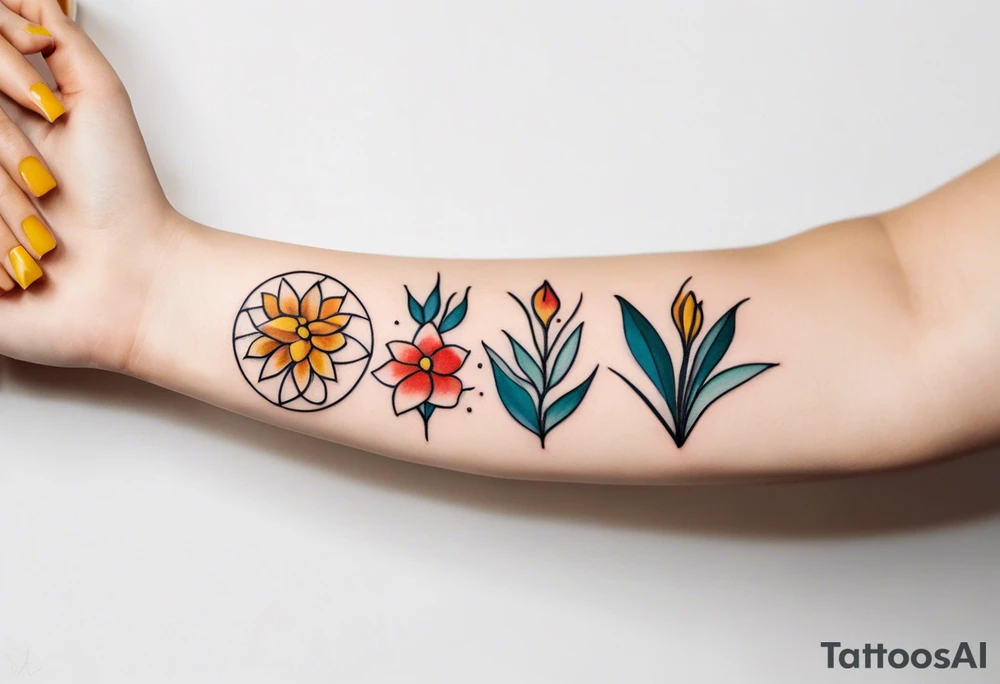 Minimalist and small tattoo on female arm. Inspired by sicilian traditional arts and aesthetics. tattoo idea