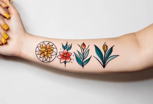 Minimalist and small tattoo on female arm. Inspired by sicilian traditional arts and aesthetics. tattoo idea