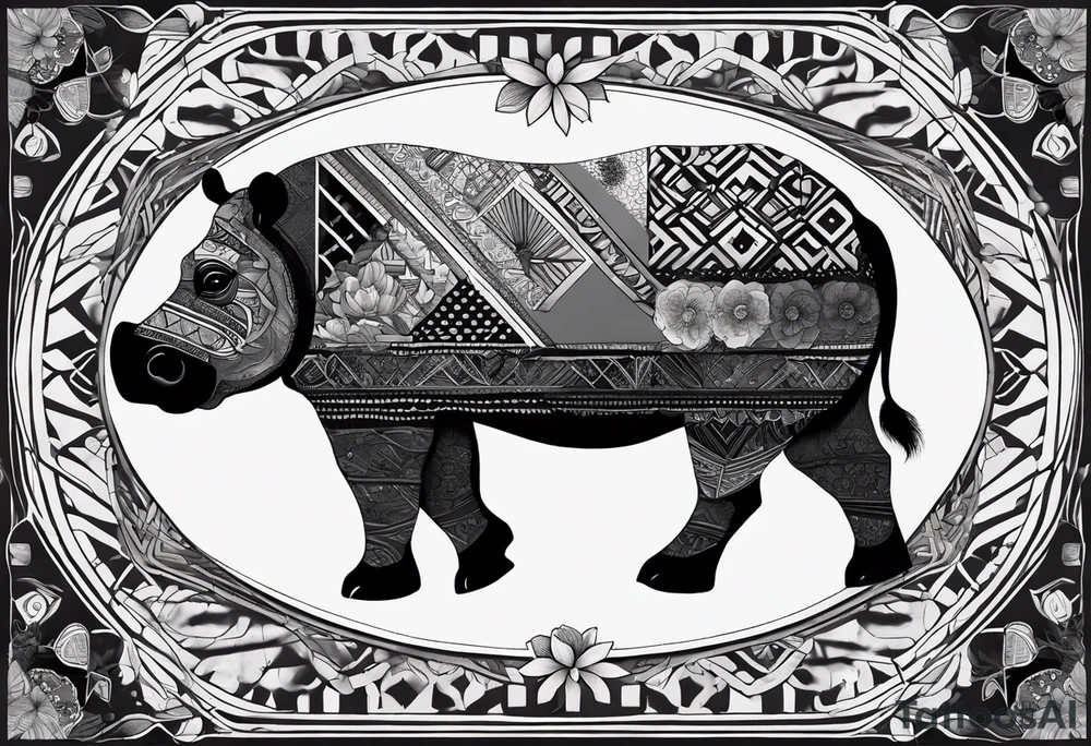 Very asymmetrical, +geometric pattern, with realistic full moon, with hippo,+tribal, +geometric, +inkart , +blackwork, +grey scale, + sketch
with wintersweet flower bud, +inkart touch, +for men, detailed , combined favourite , tattoo idea