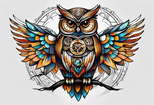 Steampunk owl tattoo idea