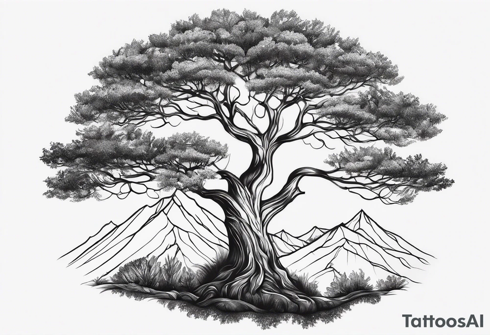 small minimalistic delicate with tree motif tattoo idea