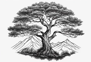 small minimalistic delicate with tree motif tattoo idea