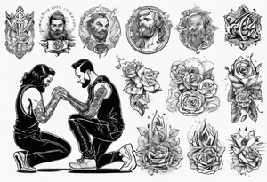 A man kneeling to help a toddler tattoo idea