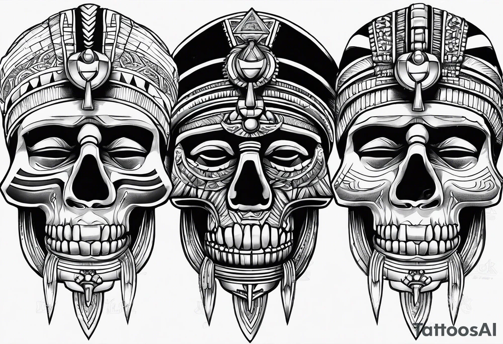 Black pharaoh skull tattoo idea