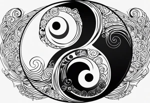 a simple yin yang symbol with water integrated tattoo idea