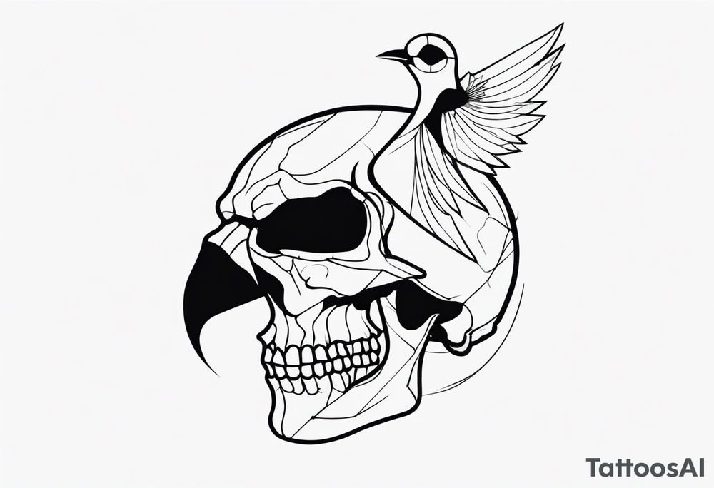 bird and skull tattoo idea