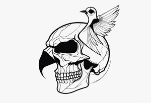 bird and skull tattoo idea