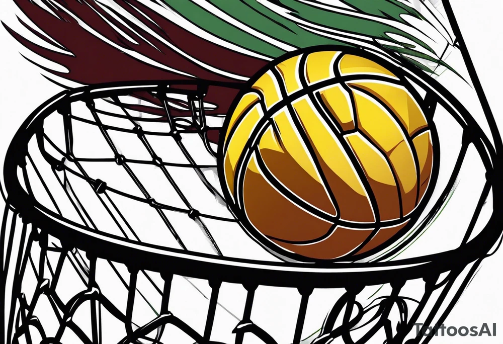 basketball number 24 with colors green, yellow, maroon and black tattoo idea