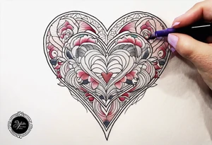 Embroidery heart tattoo idea