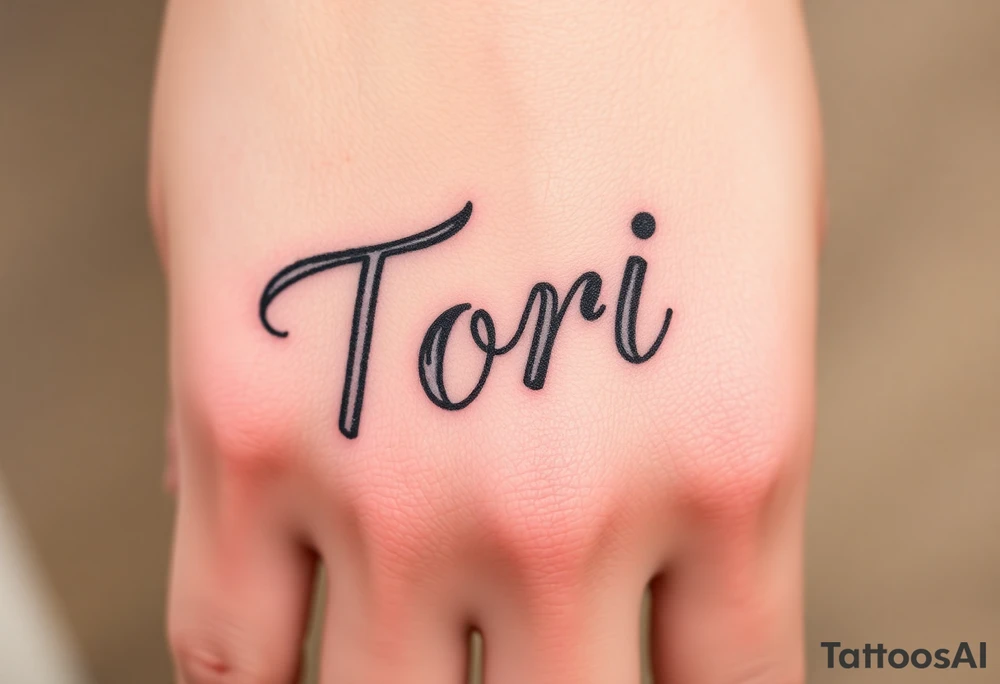 Name Tori with art tattoo idea