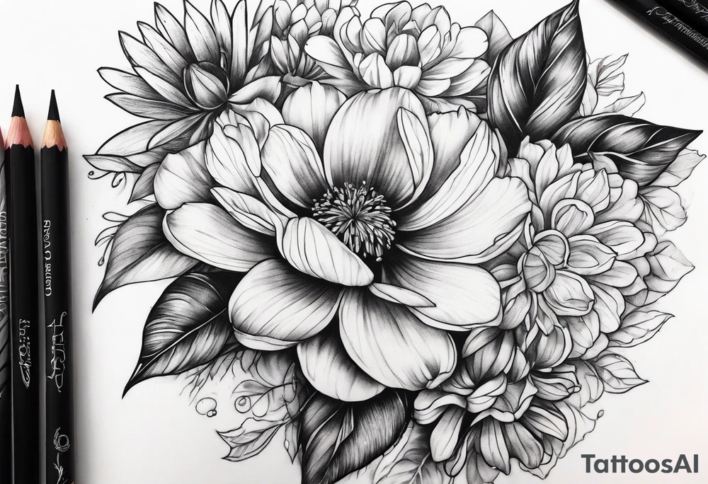 Flowers blossoming tattoo idea