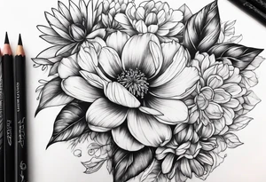Flowers blossoming tattoo idea