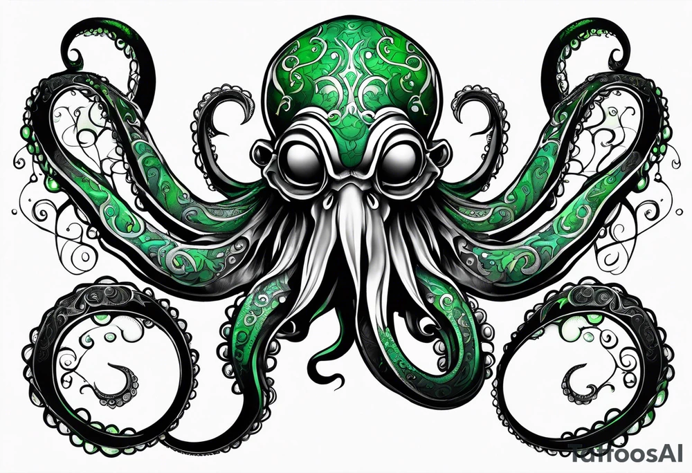 Electric octopus peaceful green gargoyle tattoo idea