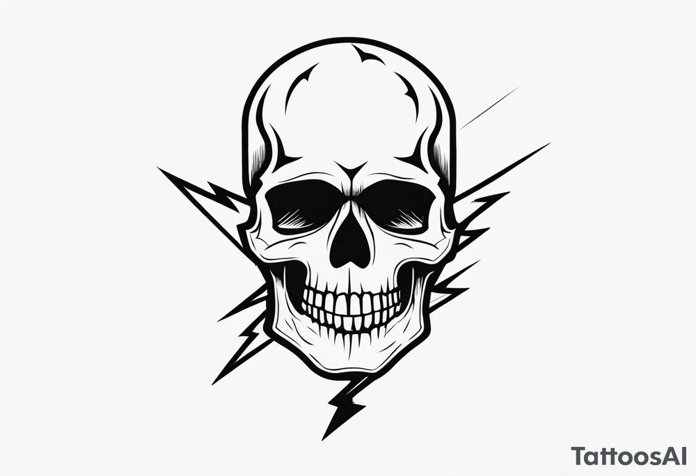A skull with a lightning bolt striking through it tattoo idea A skull with a lightning bolt striking through it tattoo idea