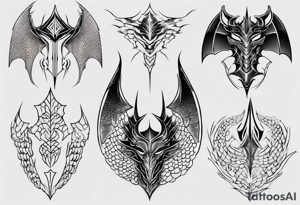 Dragon scale armor symmetrical tattoo idea