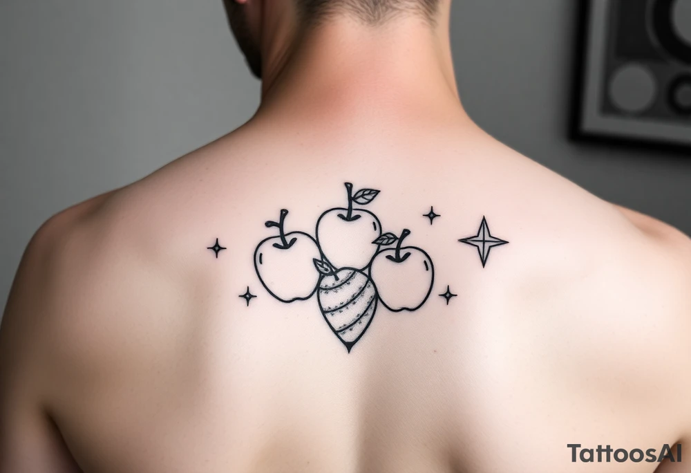 fruits space apples stars tattoo idea