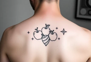 fruits space apples stars tattoo idea