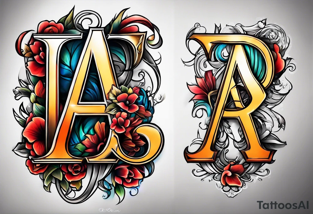 the letters A and R tattoo idea