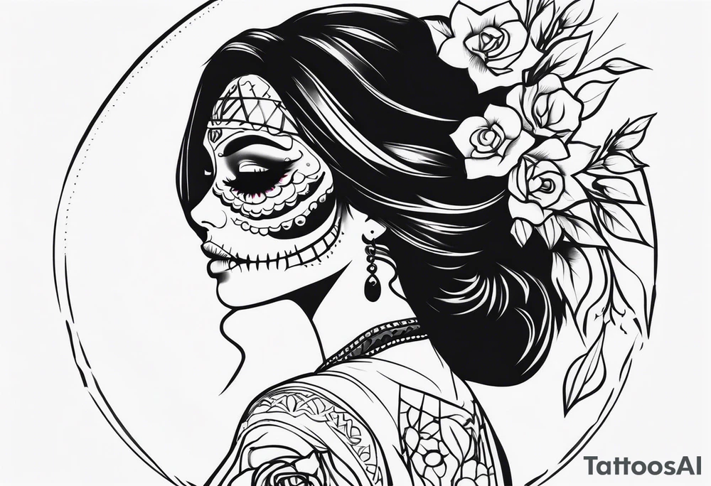 muertos style girl tattoo idea