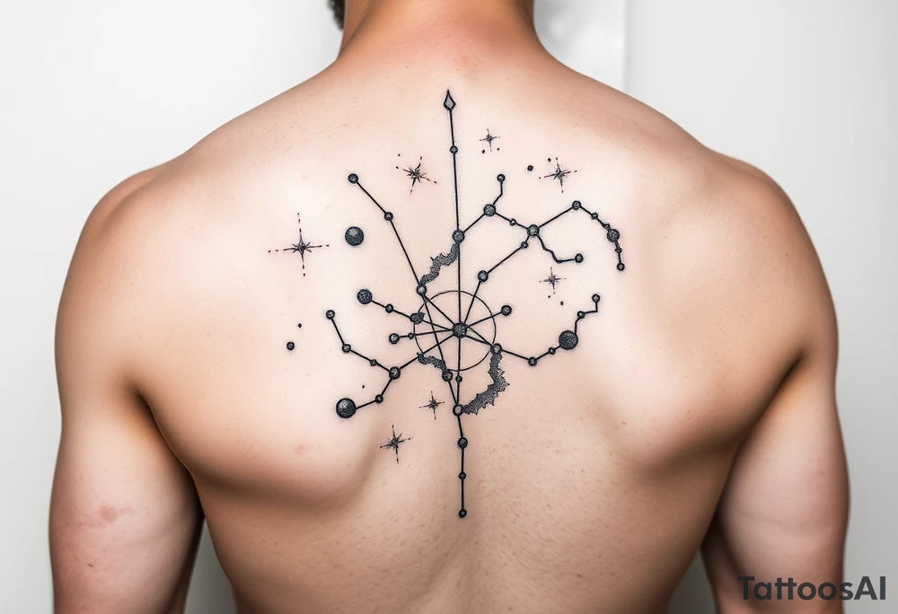 Virgo constellation into galaxy for leg tattoo idea