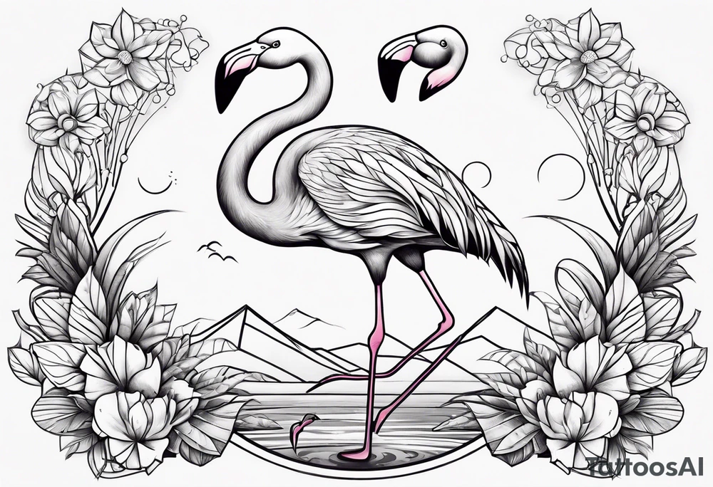 cute flamingo tattoo idea