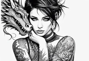 a girl and a dragon tattoo idea