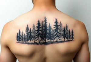 Needle forest with black and gray trees tattoo idea