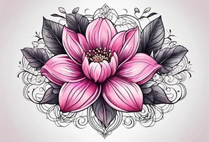 Pink flowers with decorative dott pattern tattoo idea