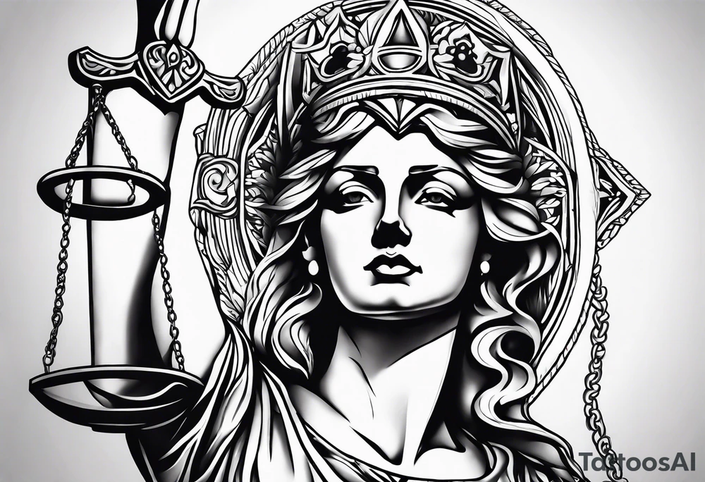 Lady justice forearm tattoo tattoo idea
