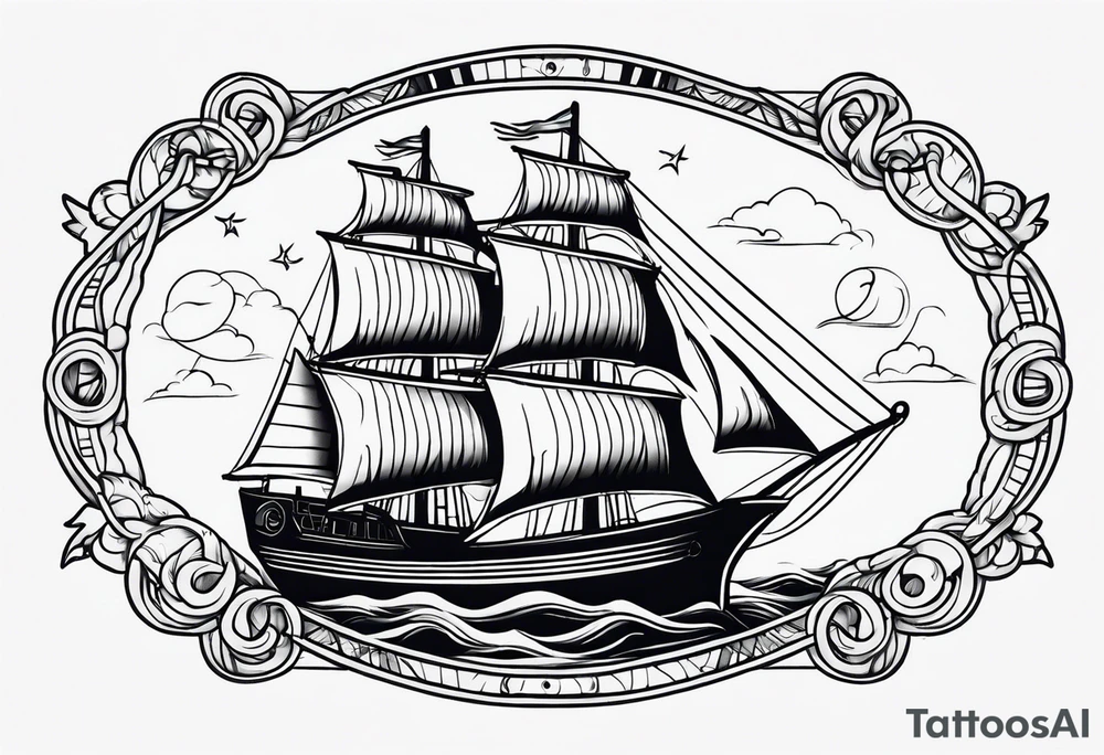 nautical ship tattoo idea