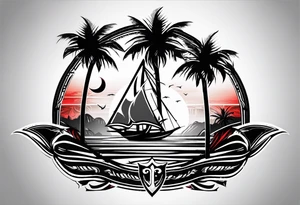 assassins creed  logo with palm trees tattoo idea