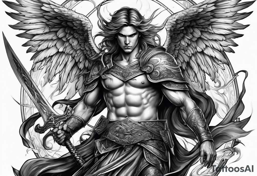 Angel warrior killing the devil tattoo idea