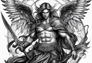 Angel warrior killing the devil tattoo idea