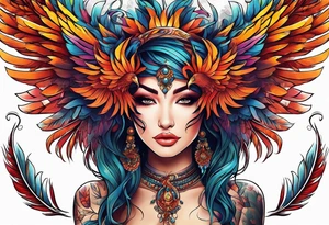 femme nu avec un tatou de phoenix tattoo idea
