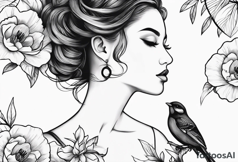 Small two birds fine line tattoo idea