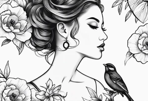 Small two birds fine line tattoo idea