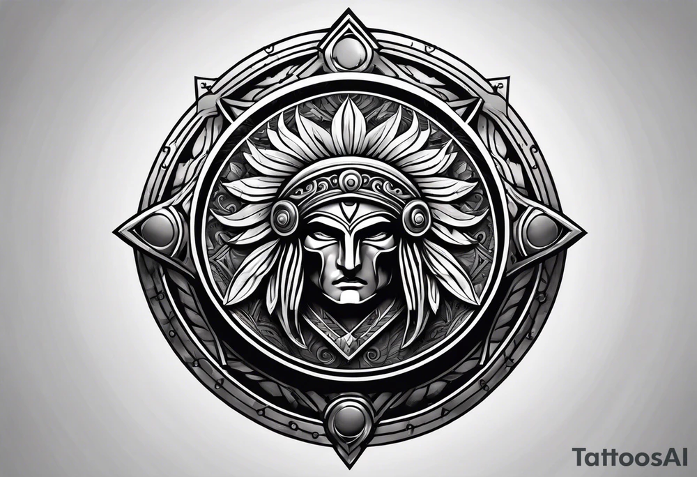 Spartan shield with Greek spiral pattern around it tattoo idea Spartan shield with Greek spiral pattern around it tattoo idea