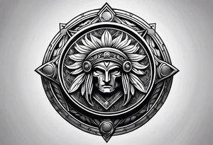 Spartan shield with Greek spiral pattern around it tattoo idea