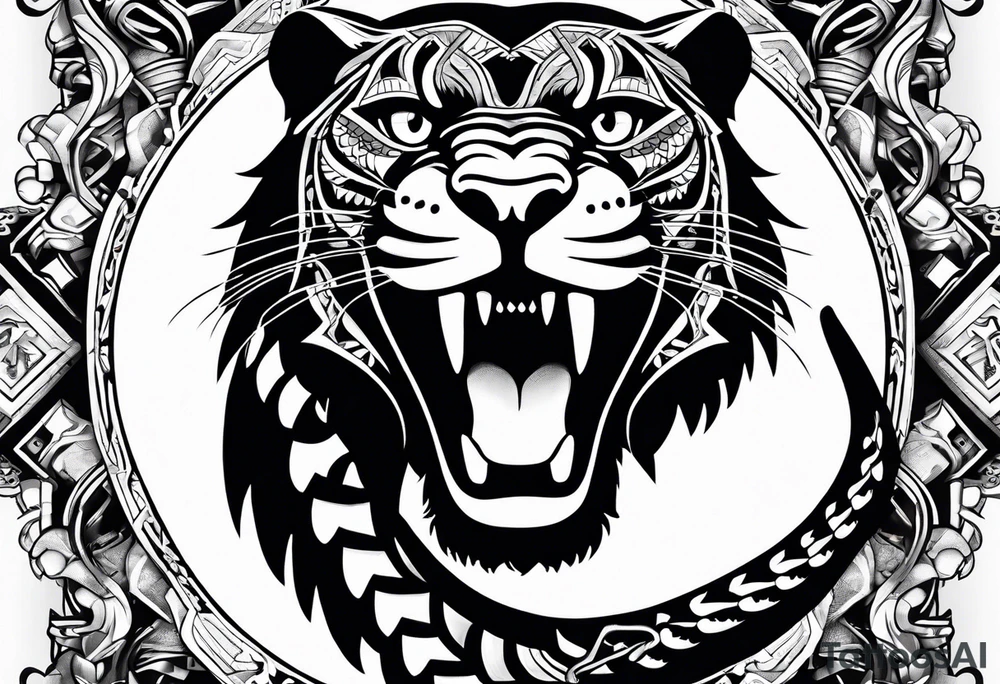 aztec black jaguar with snake tattoo idea