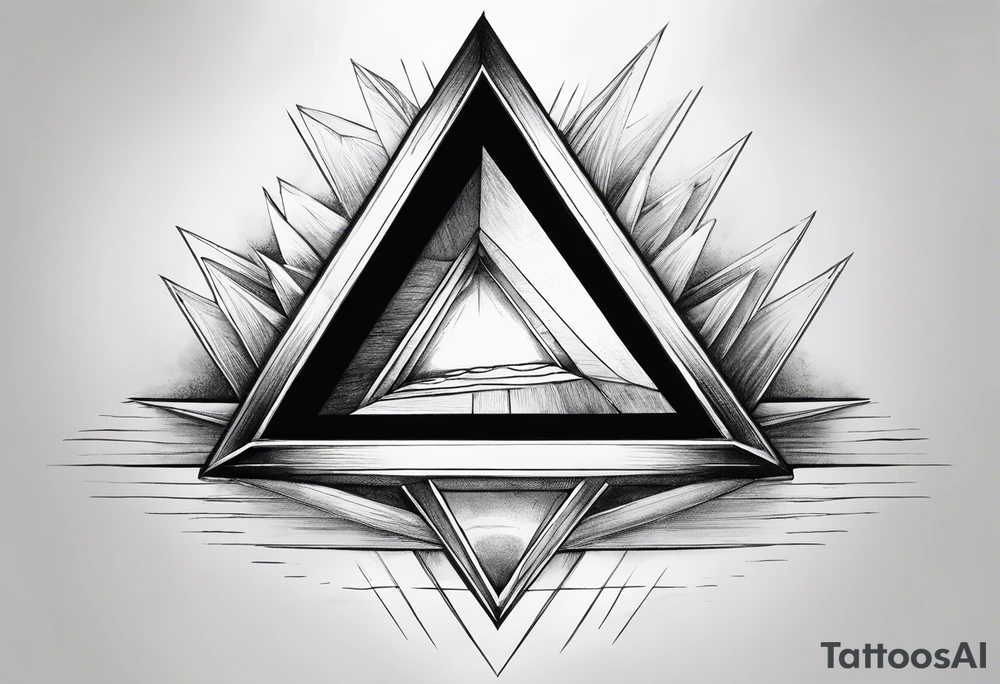 a ray of light entering a simple, flat, triangle prism from the left side and getting dispersed into colours tattoo idea