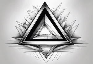 a ray of light entering a simple, flat, triangle prism from the left side and getting dispersed into colours tattoo idea